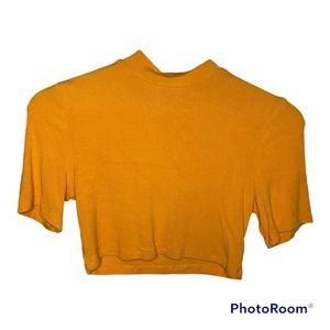 Shein Bright Orange Short Sleeved ribbed crop top. Size Medium